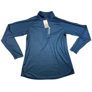 Landway Active-Dry Thrive‎ Mens 2X Blue Heather Quarter Zip Pullover Long Sleeve